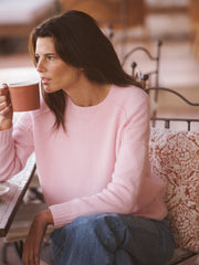 Sydney cashmere crew neck sweater - Soft Pink