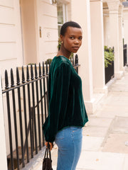 Ophelia silk blend velvet shirt - Forest