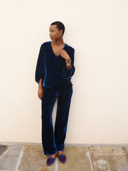 Ophelia silk blend velvet shirt - Midnight