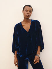Ophelia silk blend velvet shirt - Midnight