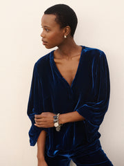 Ophelia silk blend velvet shirt - Midnight