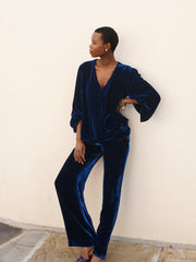 Ophelia silk blend velvet shirt - Midnight