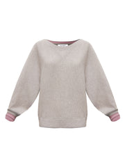Sleepy Joe merino cashmere sweater - Silver Grey with Pink