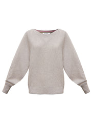 Sleepy Joe merino cashmere sweater - Silver Grey with Pink