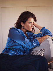 Teagan silk satin shirt - Cornflower Blue