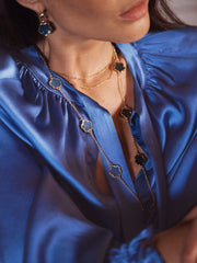 Teagan silk satin shirt - Cornflower Blue