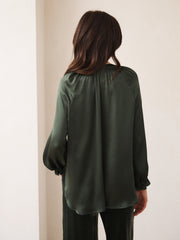 Teagan silk satin shirt - Khaki
