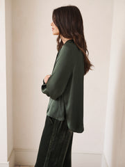 Teagan silk satin shirt - Khaki
