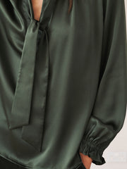 Teagan silk satin shirt - Khaki