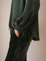 Teagan silk satin shirt - Khaki
