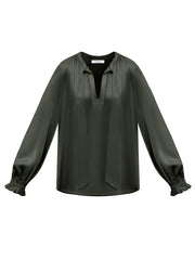 Teagan silk satin shirt - Khaki