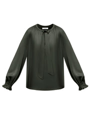 Teagan silk satin shirt - Khaki