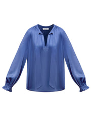 Teagan silk satin shirt - Cornflower Blue