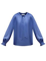 Teagan silk satin shirt - Cornflower Blue