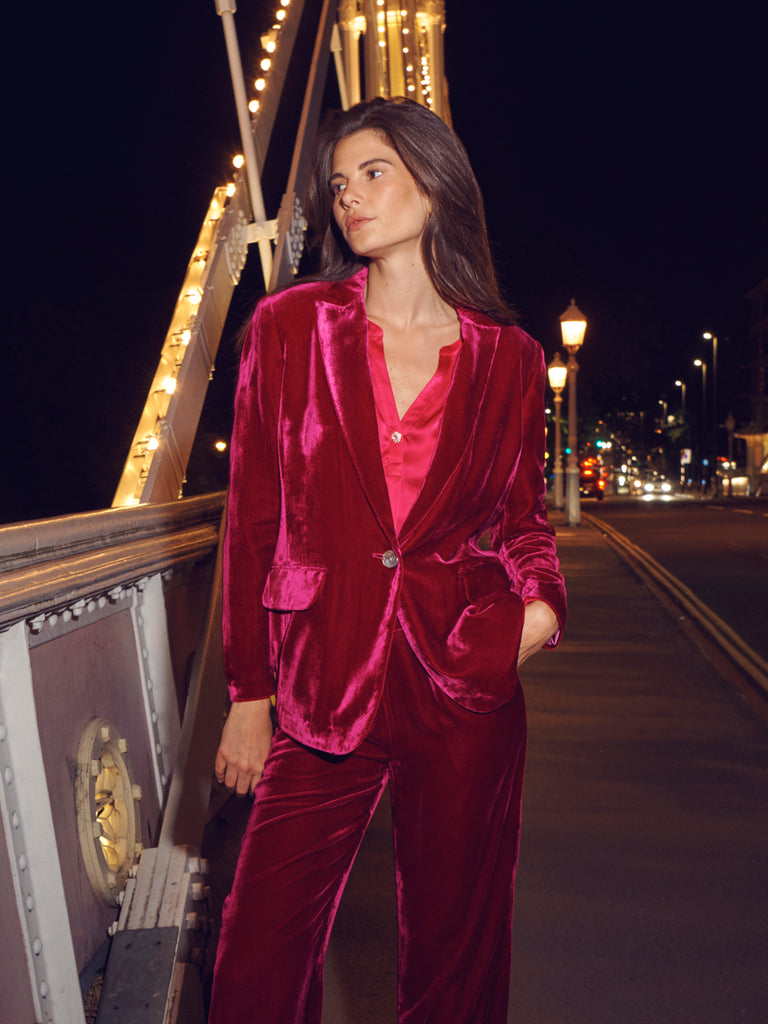 New May Velvet Blazer in Hot Pink NRBY Clothing