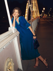 Tatiana silk blend velvet maxi dress - Peacock Blue