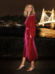 Freya silk blend velvet dress - Hot Pink