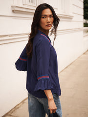 Vaila embroidered top - Navy