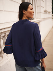 Vaila embroidered top - Navy