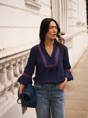 Vaila embroidered top - Navy