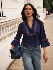 Vaila embroidered top - Navy