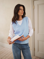 Vee cashmere tank - Soft Blue