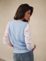 Vee cashmere tank - Soft Blue