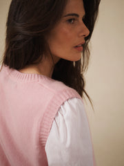 Vee neck cashmere tank - Soft Pink