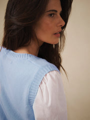 Vee cashmere tank - Soft Blue
