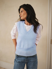 Vee cashmere tank - Soft Blue