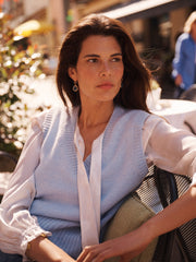 Vee cashmere tank - Soft Blue