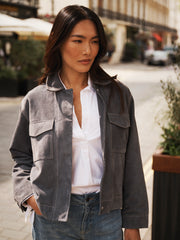 Villette suede jacket - Dusty Blue