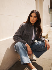 Villette suede jacket - Dusty Blue