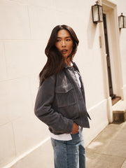 Villette suede jacket - Dusty Blue