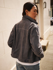 Villette suede jacket - Dusty Blue