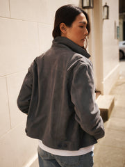 Villette suede jacket - Dusty Blue