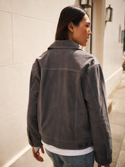 Villette suede jacket - Dusty Blue
