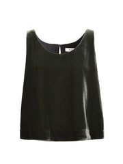 Violet silk blend velvet vest - Khaki