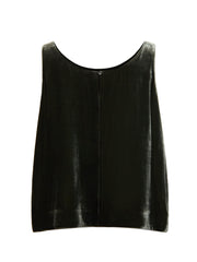 Violet silk blend velvet vest - Khaki