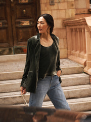 New May silk blend velvet jacket - Khaki