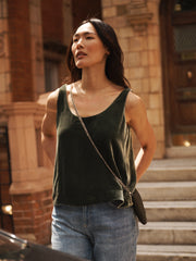 Violet silk blend velvet vest - Khaki