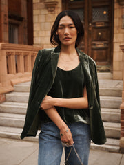 New May silk blend velvet jacket - Khaki