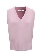 Vee neck cashmere tank - Soft Pink