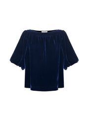Vivian silk blend velvet top - Midnight