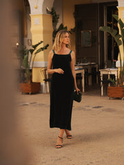 Simona silk blend velvet dress - Forest