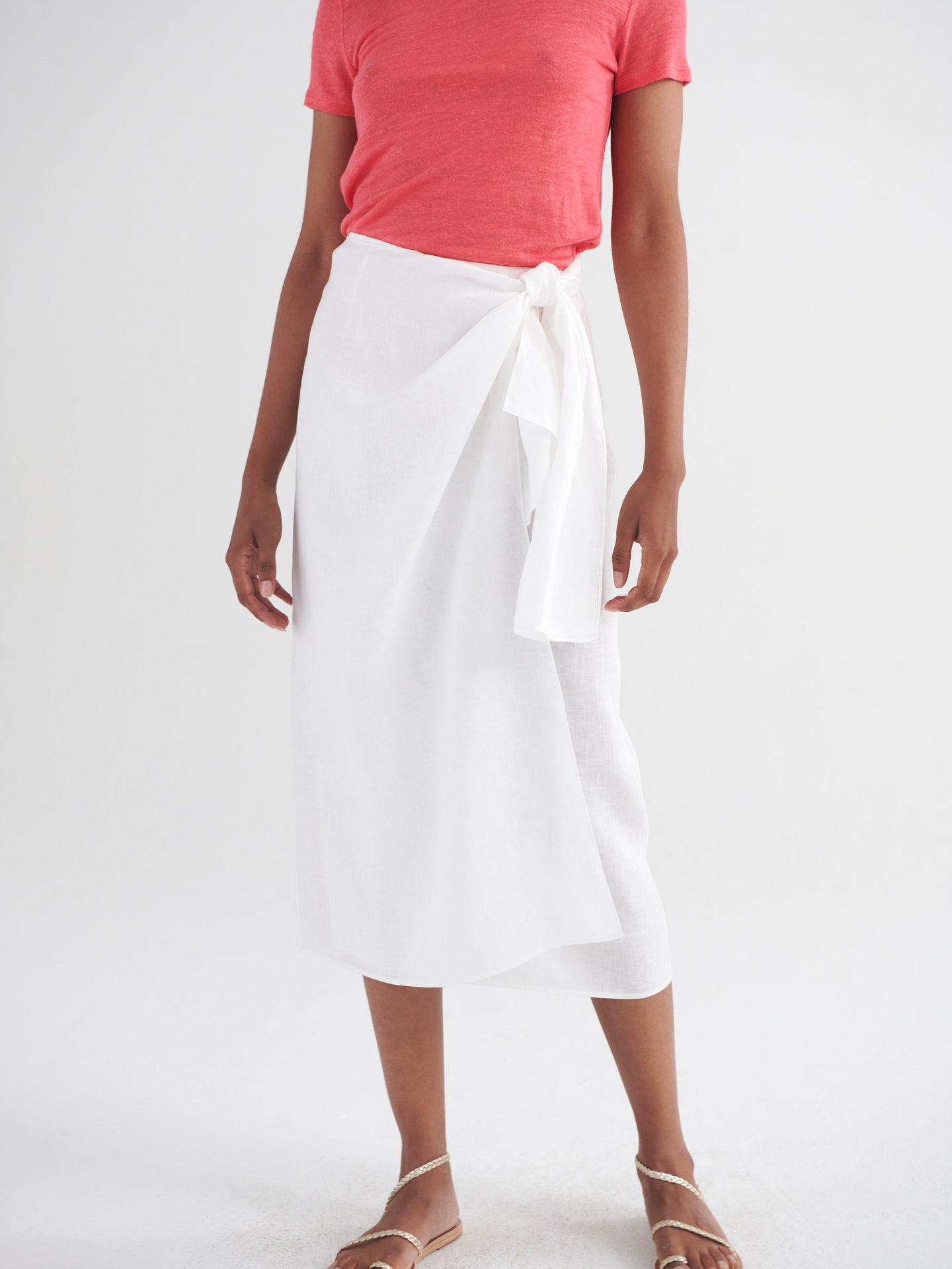 Himari linen wrap skirt - White
