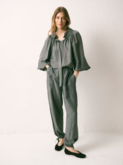 Heidi silk twill trouser - Khaki | NRBY Clothing