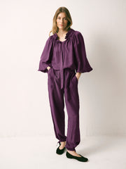 Heidi silk twill trouser - Plum Noir