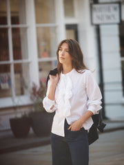 Suzie cotton frill shirt - White