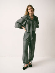Heidi silk twill trouser - Khaki | NRBY Clothing
